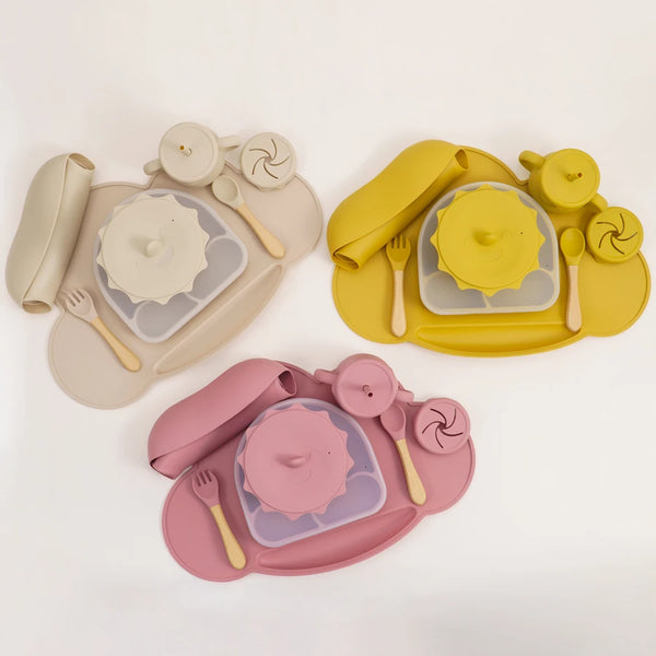 Silicone Waterproof Baby Bib & Feeding Set